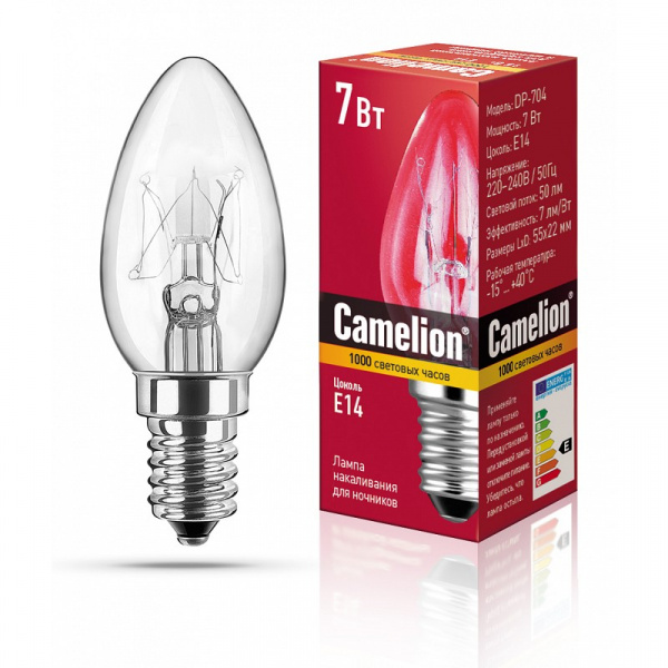Camelion лампа E14 индив. упак. для ночников 220В, 7W
