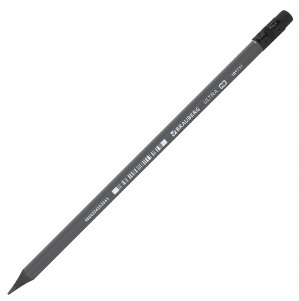 Карандаш чернографитный BRAUBERG ULTRA, 1 шт., HB, с ластиком, пластиковый, 181711 Карандаш чернографитный BRAUBERG ULTRA, 1 шт., HB, с ластиком, пластиковый, 181711