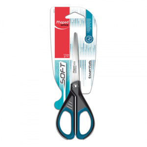 Ножницы MAPED (Франция) Essentials Soft, 170 мм, прорезиненные ручки, черно-синие, картонная упако