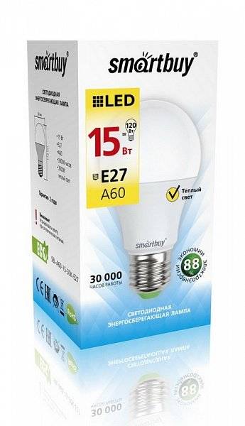 Лампа Smartbuy Led A60 15W E27 3000K