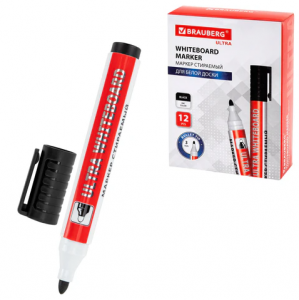 Маркер стираемый для белой доски ЧЕРНЫЙ, BRAUBERG ULTRA WHITEBOARD MARKER, 3 мм, с клипом, 152634