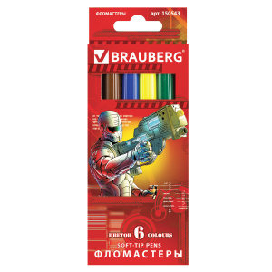 Фломастеры Brauberg Star Patrol 6цв, увелич.срок службы 150543 Фломастеры Brauberg Star Patrol 6цв, увелич.срок службы 150543
