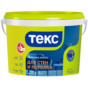 Краска в/д латексная для стен и потолка 3 кг.Текс