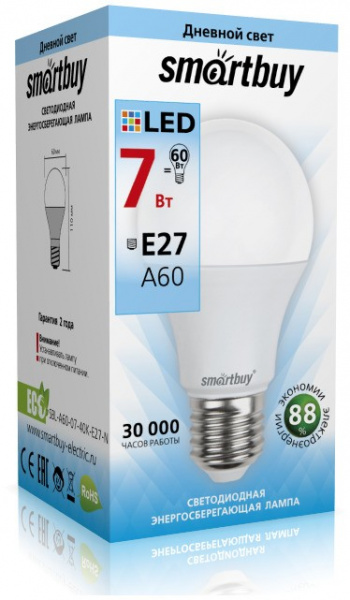 Лампа Smartbuy LED светодиодная 7 Вт 4000К Е27