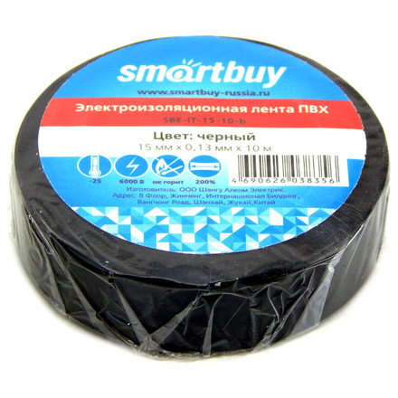 Изолента 10 м черная Smartbuy