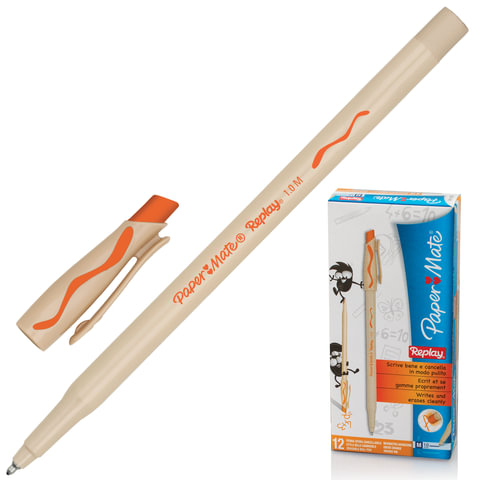 Ручка шариковая стираемая Paper Mate Replay, оранжевая 141927