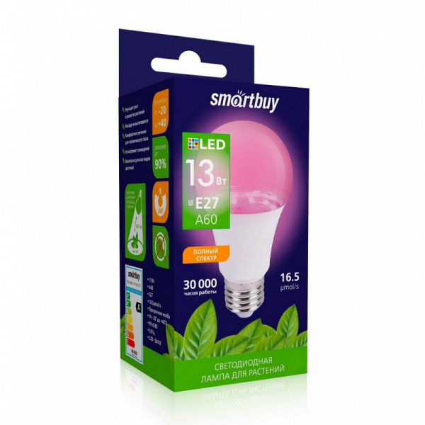 Smartbuy лампа Led A60 13ВТ фито