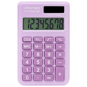 Калькулятор карманный CROMEX (КРОМЕКС)CX-210N-LV (96х62 мм), 8 разрядов, двойное.питание, сиреневый