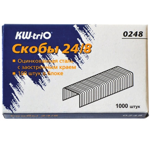 Скобы для степлера №24_8, 1000шт, KW-trio, до 50л 225921