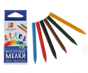 Карандаш восковой 6 цв кругл 12С860-08