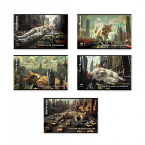Альбом для рисования на скобе ErichKrause Big City Cats, А4, 40 листов