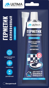 Ultima, герметик в блистере силиконовый универсальный бесцветный, 80мл