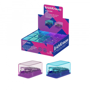 Точилка пластиковая ErichKrause Base Mini, Vivid, с контейнером, ассорти