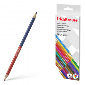Цветные карандаши деревянные ErichKrause Bicolor трехгранные двусторонние 24 цвета