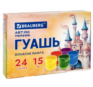 Гуашь BRAUBERG ЗАМОК 24 цвета по 15 мл, 192686