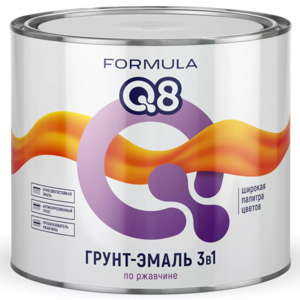 Грунт-эмаль по ржавчине черная 1,9 кг Formula Q8