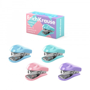 Мини-степлер №10 ErichKrause Compact Pastel до 15 листов, ассорти (в коробке по 1 шт.)