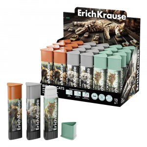 Клей-карандаш ErichKrause Prism Big City Cats, 13г, ассорти