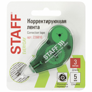 Корректирующая лента Staff,5мм_3м, корпус зеленый 226810