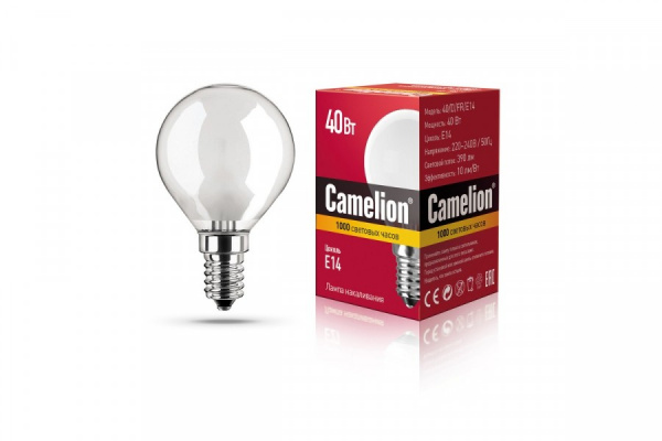 Лампа Camelion D E14 40W FR шар матов. Россия