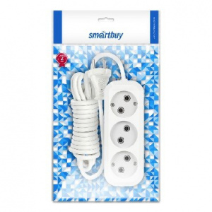 Удлинитель Smartbuy, 3гн, 5м, 10А,2,2кВт, б.заз ПВС 2 1,0